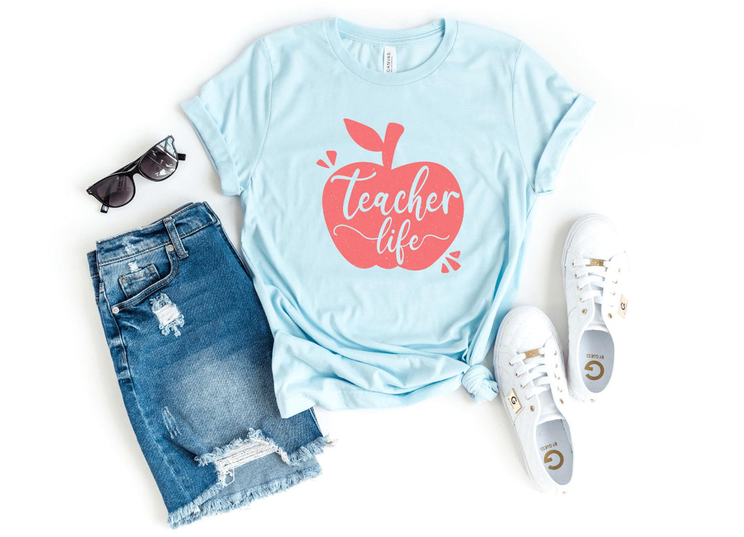 Shirts & Tops-Teacher Life T-Shirt-S-Heather Ice Blue-Jack N Roy