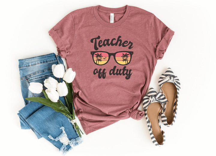 Shirts & Tops-Teacher Off Duty T-Shirt-S-Heather Mauve-Jack N Roy