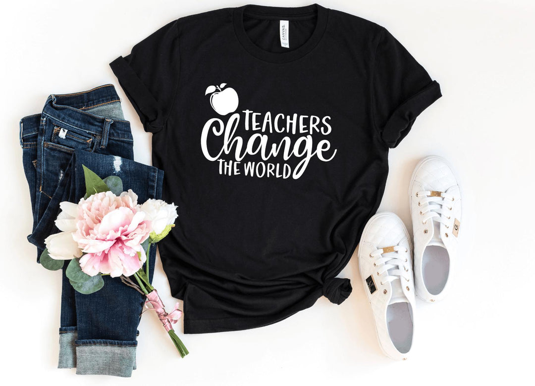 Shirts & Tops-Teachers Change the World T-Shirt-S-Black-Jack N Roy