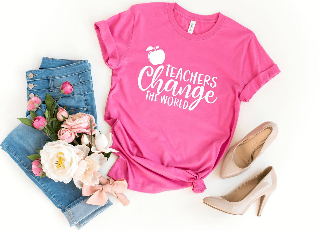 Shirts & Tops-Teachers Change the World T-Shirt-S-Charity Pink-Jack N Roy