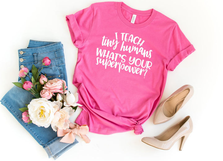 Shirts & Tops-Teacher's superpowers T-Shirt-S-Charity Pink-Jack N Roy