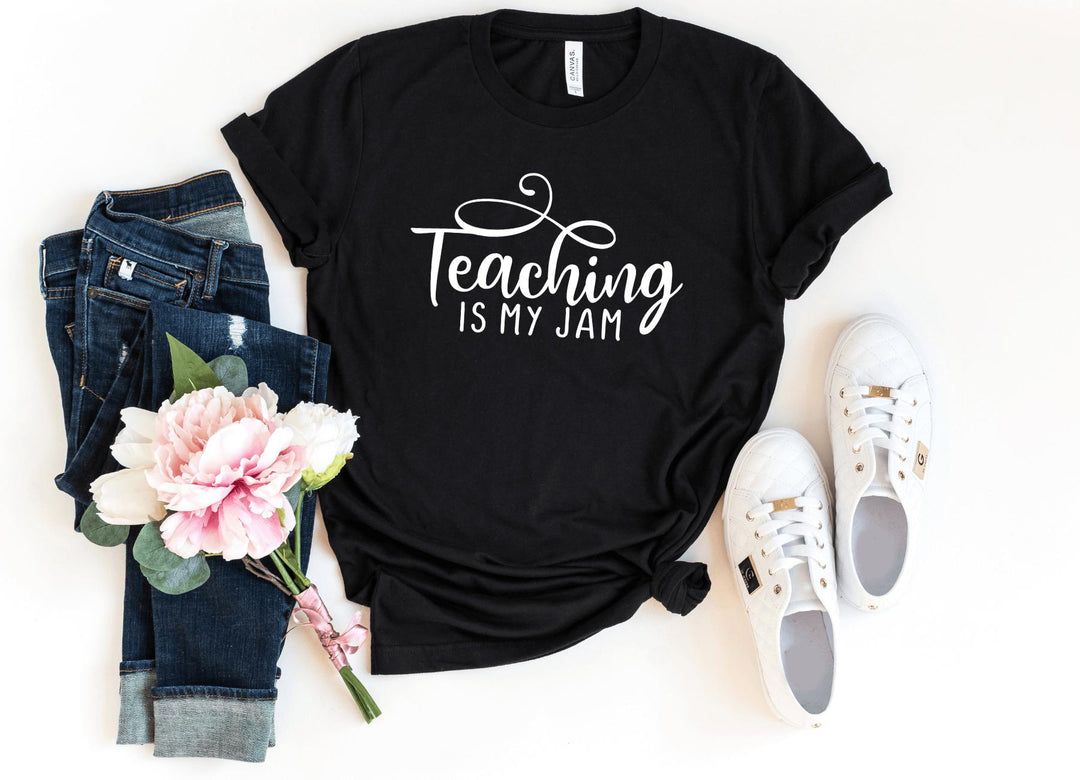Shirts & Tops-Teaching Is My Jam T-Shirt-S-Black-Jack N Roy