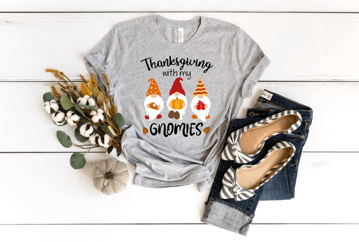 Shirts & Tops-Thanksgiving Gnomies T-Shirt-S-Athletic Heather-Jack N Roy