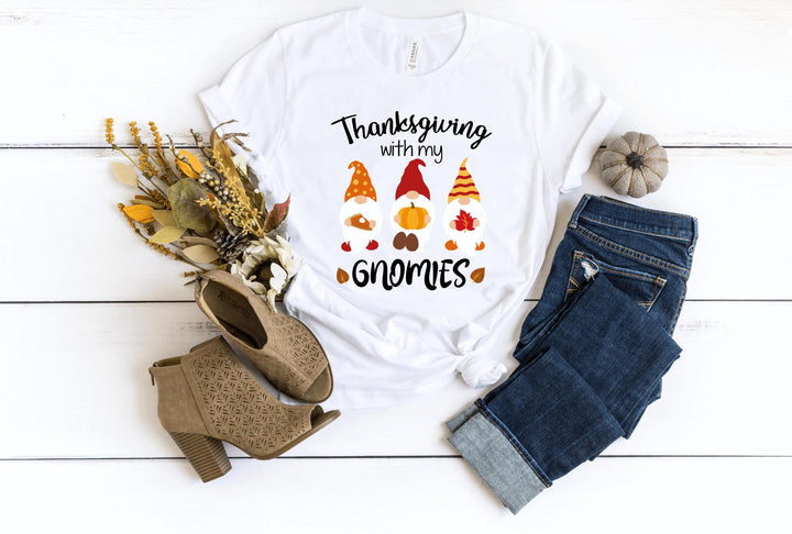 Shirts & Tops-Thanksgiving Gnomies T-Shirt-S-White-Jack N Roy