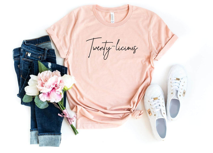 Shirts & Tops-Twenty-licious T-Shirt-S-Heather Peach-Jack N Roy