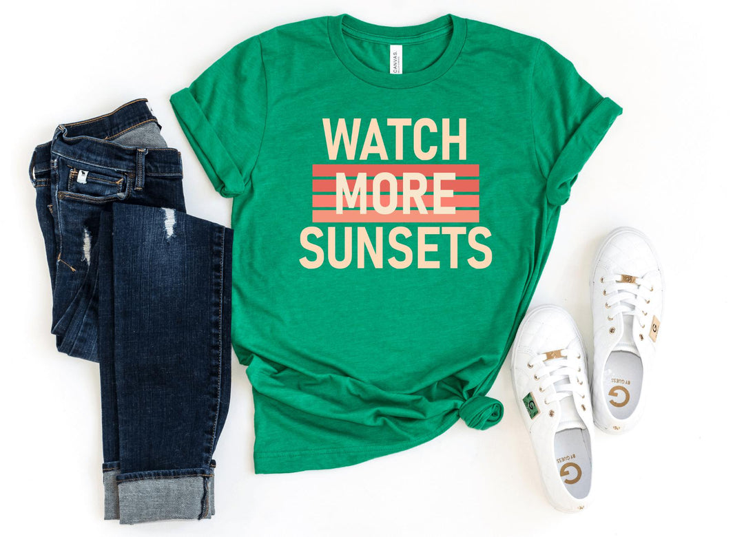 Shirts & Tops-Watch More Sunsets T-Shirt-S-Heather Kelly-Jack N Roy
