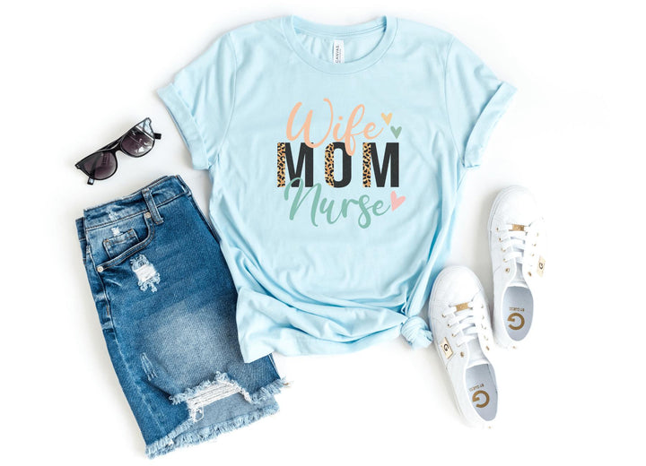 Shirts & Tops-Wife Mom Nurse (Animal Print) T-Shirt-S-Heather Ice Blue-Jack N Roy