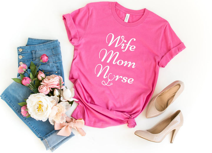 Shirts & Tops-Wife Mom Nurse T-Shirt-S-Charity Pink-Jack N Roy