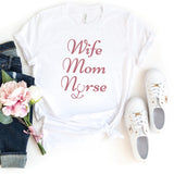 T-Shirt-Wife Mom Nurse T-Shirt-S-White-Jack N Roy