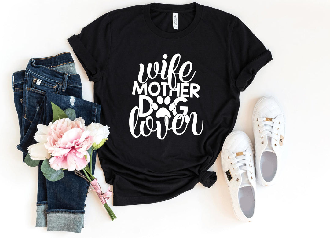 Shirts & Tops-Wife Mother Dog lover T-Shirt-S-Black-Jack N Roy