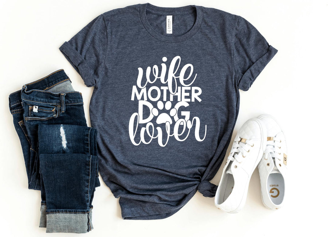 Shirts & Tops-Wife Mother Dog lover T-Shirt-S-Heather Navy-Jack N Roy