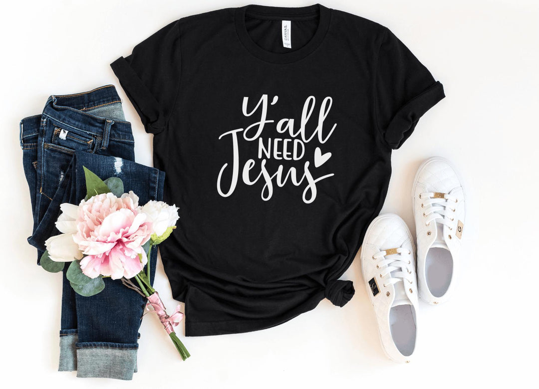 Shirts & Tops-Y'All Need Jesus T-Shirt-S-Black-Jack N Roy