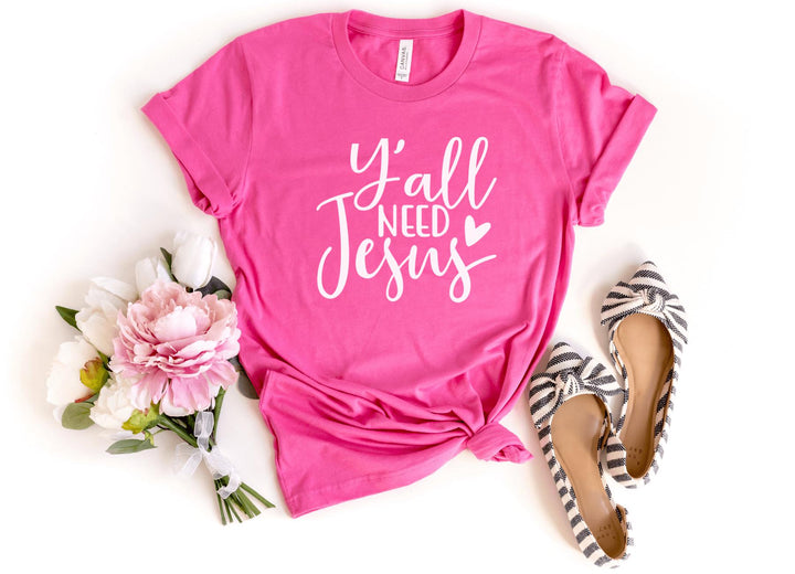 Shirts & Tops-Y'All Need Jesus T-Shirt-S-Charity Pink-Jack N Roy