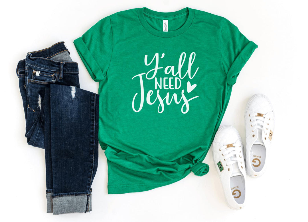 Shirts & Tops-Y'All Need Jesus T-Shirt-S-Heather Kelly-Jack N Roy
