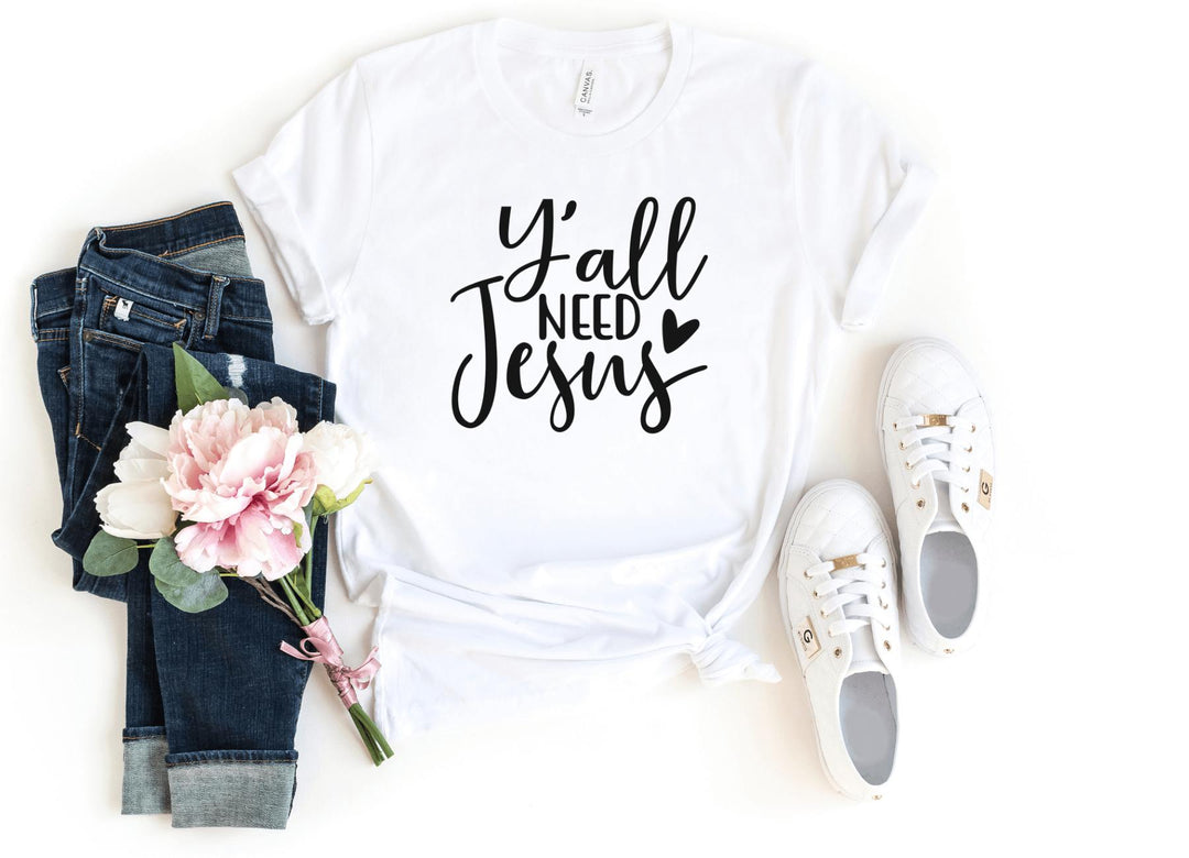 Shirts & Tops-Y'All Need Jesus T-Shirt-S-White-Jack N Roy