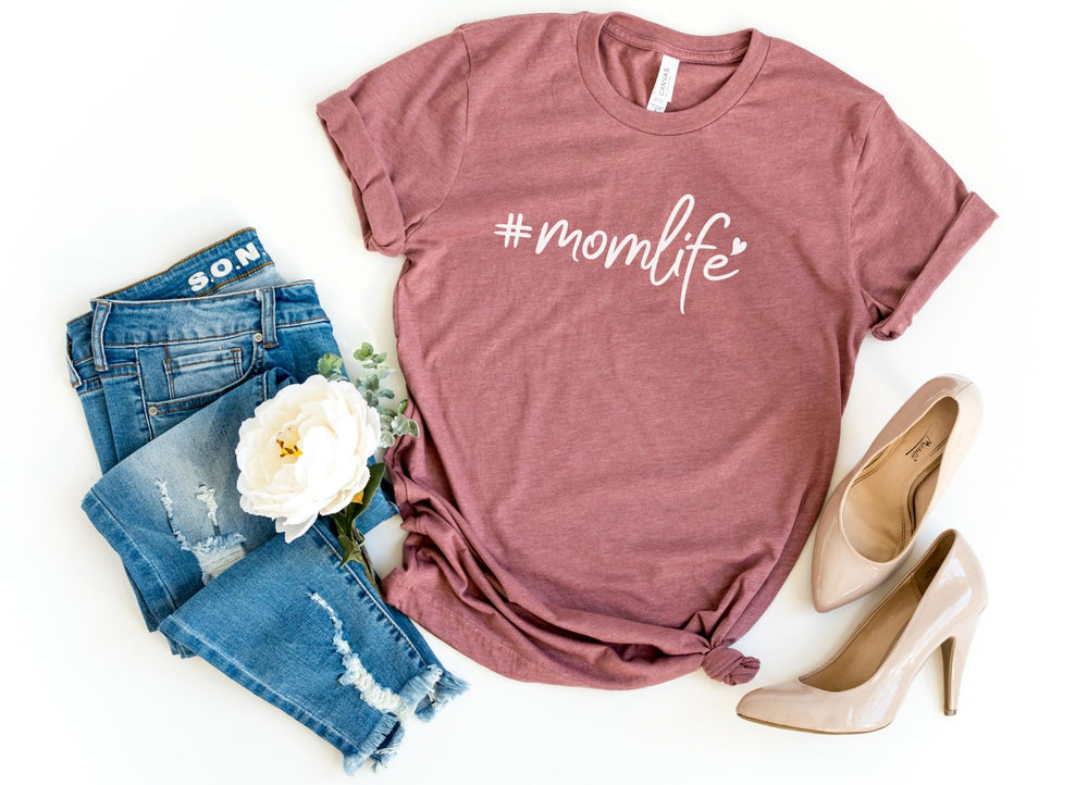Shirts & Tops-# momlife T-Shirt-S-Heather Mauve-Jack N Roy