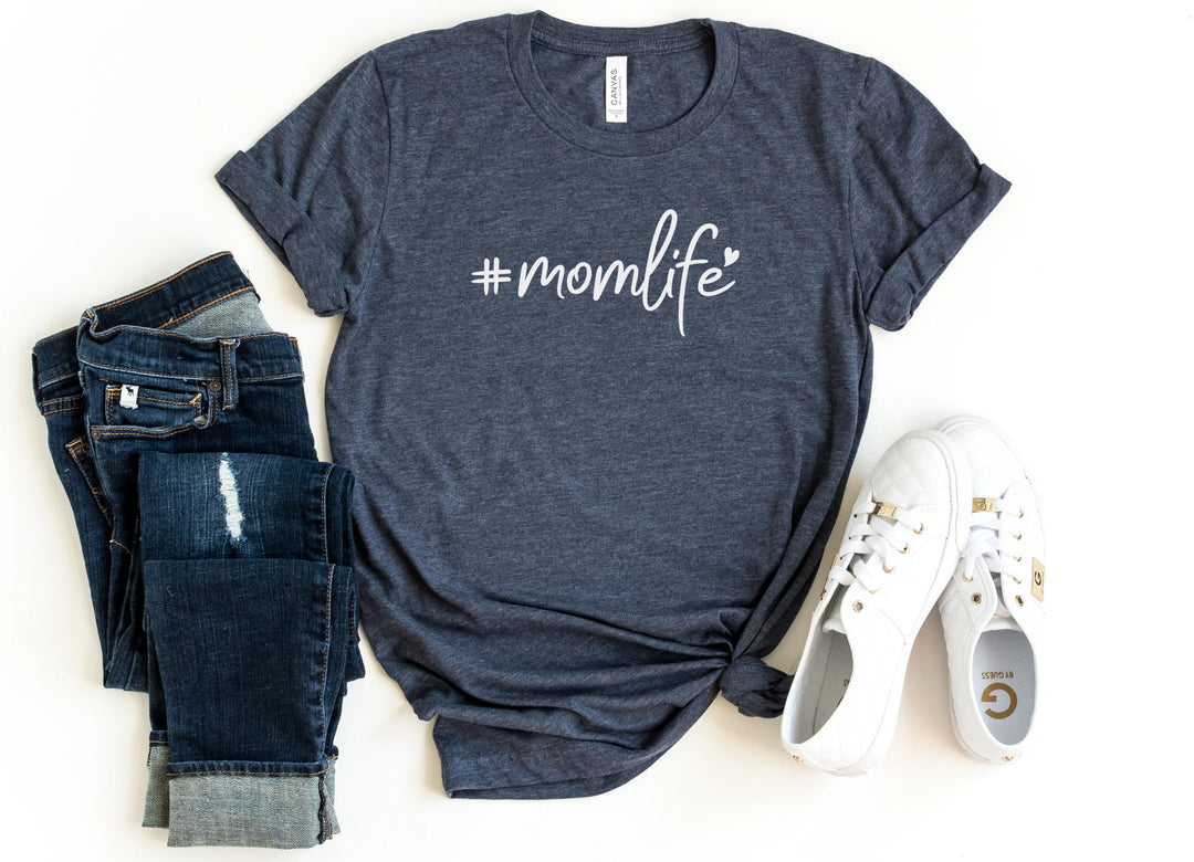 Shirts & Tops-# momlife T-Shirt-S-Heather Navy-Jack N Roy