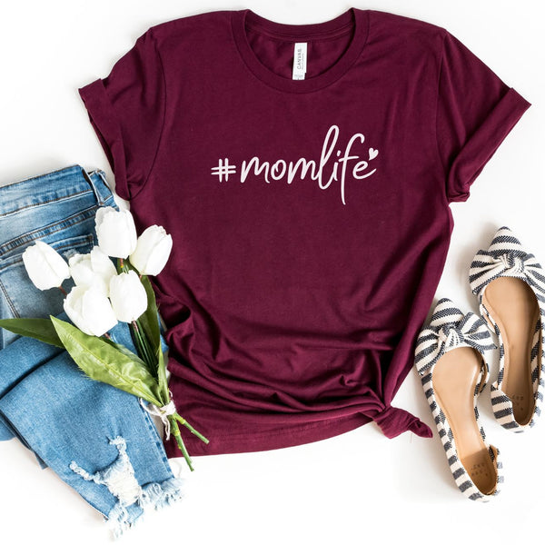 T-Shirt-# momlife T-Shirt-S-Maroon-Jack N Roy