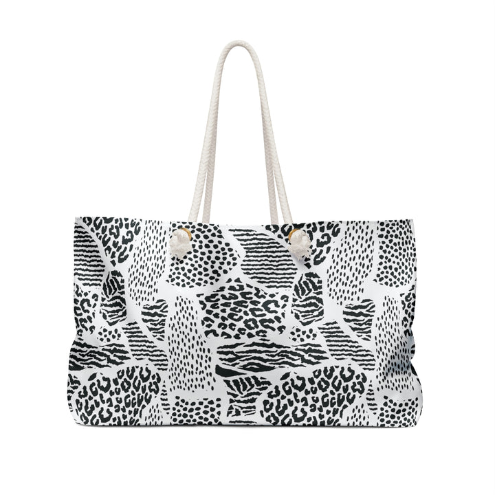 Bags-B&W Animal Print Weekender Bag-24" × 13"-Printify