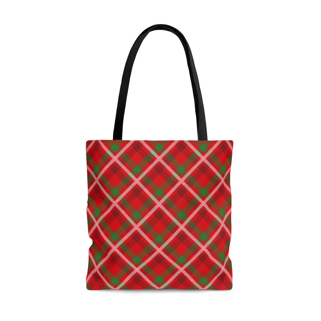 Bags-Christmas Plaid Tote Bag-Large-Jack N Roy
