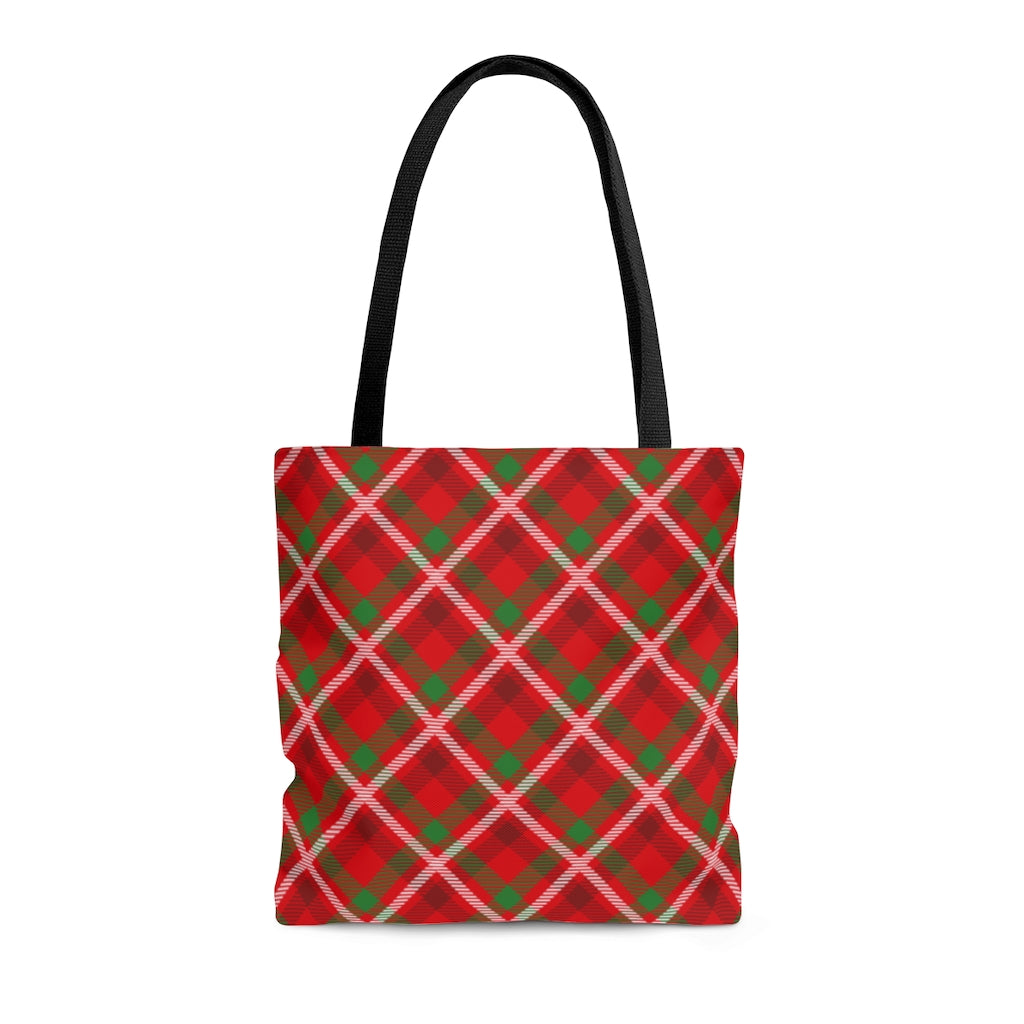 Bags-Christmas Plaid Tote Bag-Medium-Jack N Roy