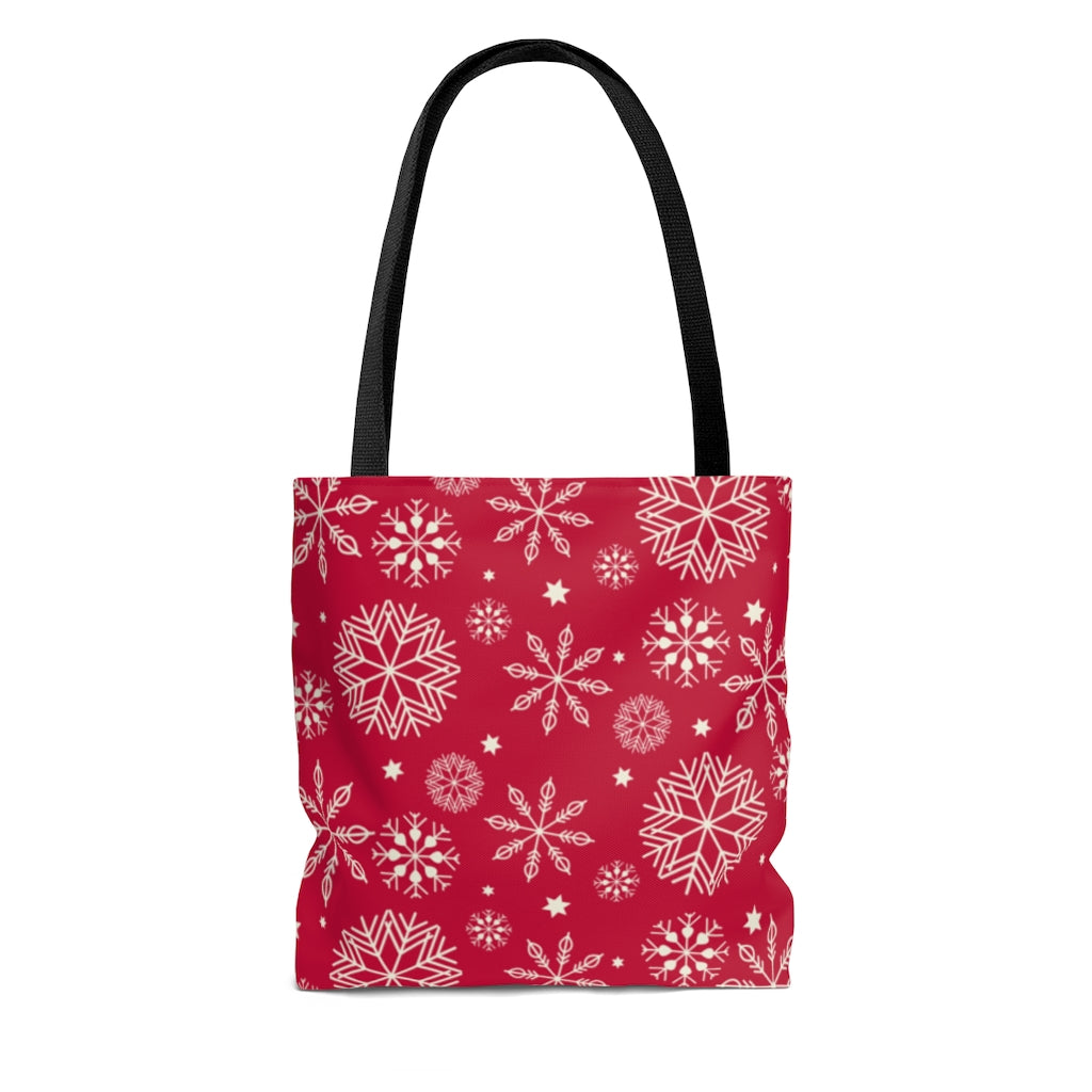 Bags-Snowflakes Red Tote Bag-Jack N Roy