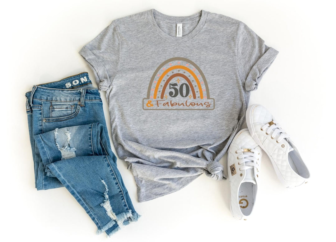 Shirts & Tops-50 & Fabulous Rainbow T-Shirt-S-Athletic Heather-Jack N Roy
