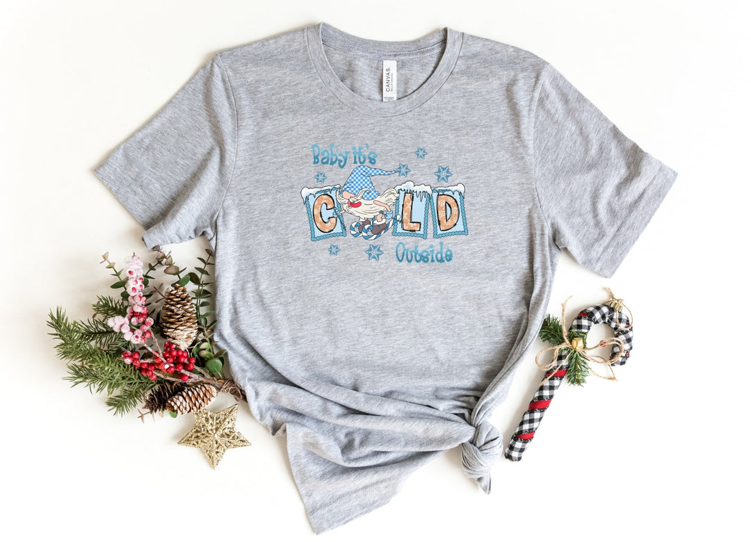 Shirts & Tops-Baby It's Cold Outside Gnome T-Shirt-S-Athletic Heather-Jack N Roy