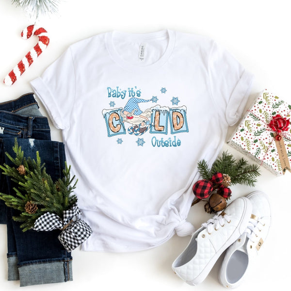 T-Shirt-Baby It's Cold Outside Gnome T-Shirt-S-White-Jack N Roy
