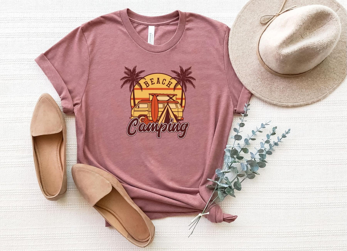 T-Shirt-Beach Camping T-Shirt-S-Heather Mauve-Jack N Roy