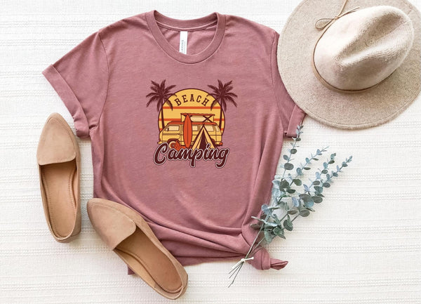 T-Shirt-Beach Camping T-Shirt-S-Heather Mauve-Jack N Roy