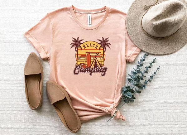 T-Shirt-Beach Camping T-Shirt-S-Heather Peach-Jack N Roy
