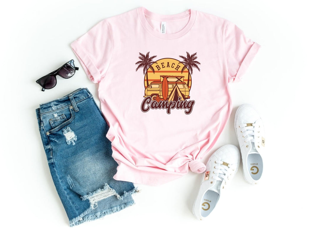 Shirts & Tops-Beach Camping T-Shirt-S-Pink-Jack N Roy