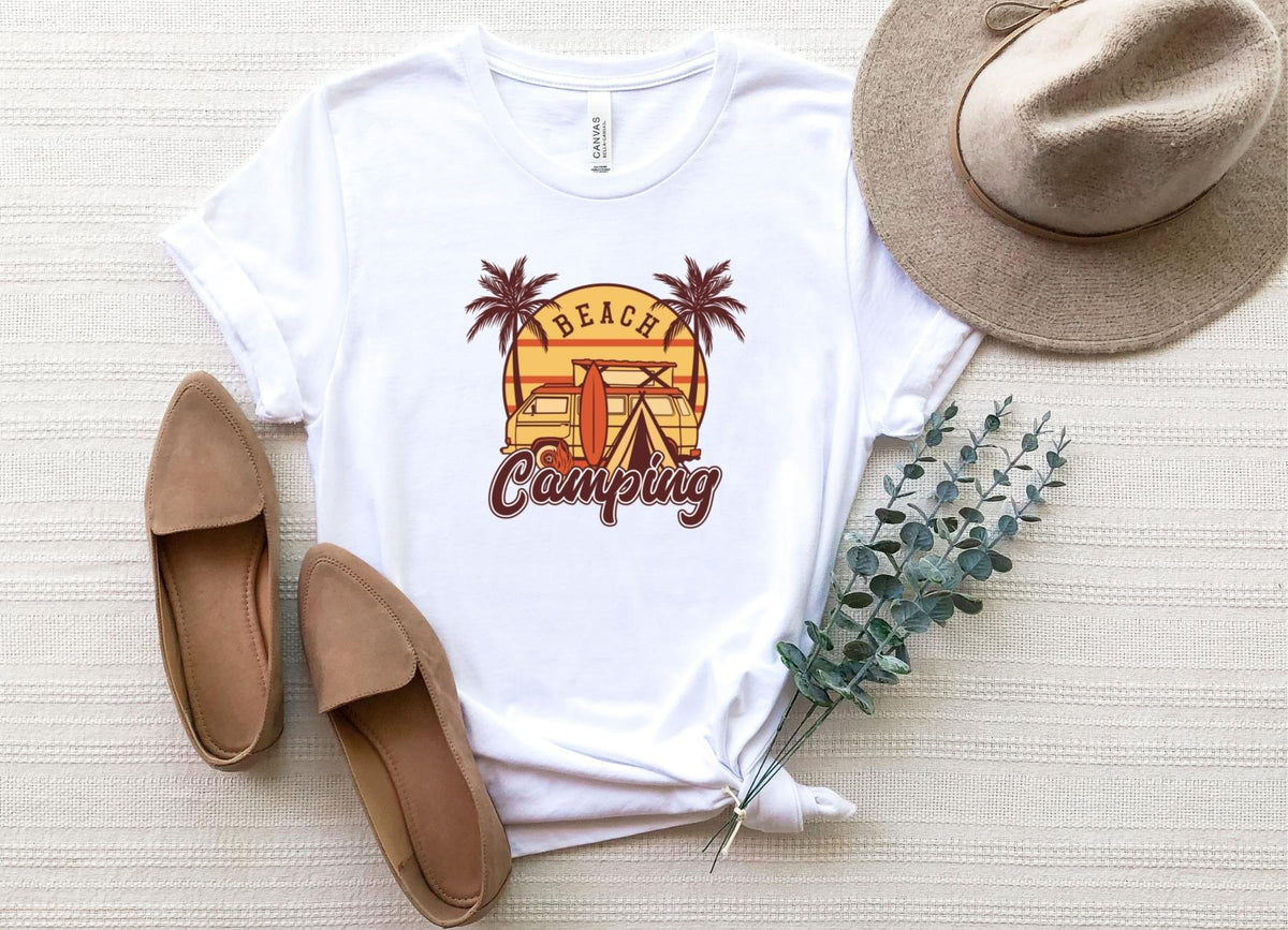 T-Shirt-Beach Camping T-Shirt-S-White-Jack N Roy