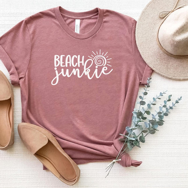 T-Shirt-Beach Junkie T-Shirt-S-Heather Mauve-Jack N Roy
