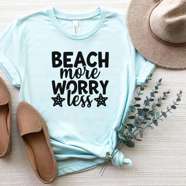 T-Shirt-Beach More, Worry Less T-Shirt-S-Heather Ice Blue-Jack N Roy