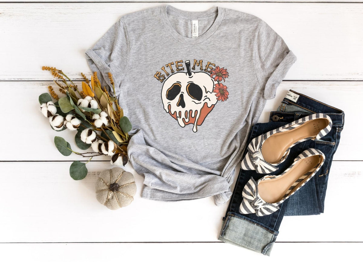 T-Shirt-Bite Me (Skull) T-Shirt-S-Athletic Heather-Jack N Roy