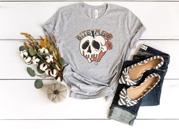T-Shirt-Bite Me (Skull) T-Shirt-S-Athletic Heather-Jack N Roy