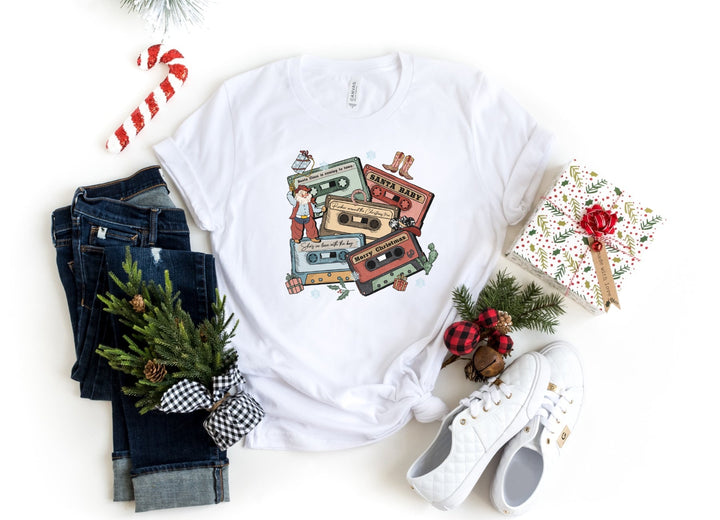 Shirts & Tops-Christmas Tapes T-Shirt-S-White-Jack N Roy