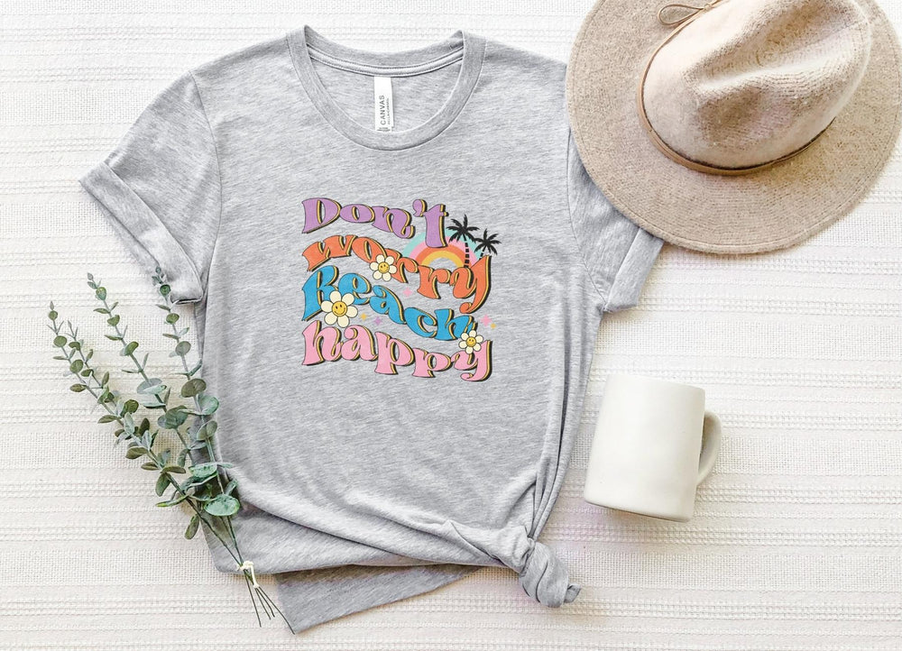 Shirts & Tops-Don't Worry, Beach Happy T-Shirt-S-Athletic Heather-Jack N Roy