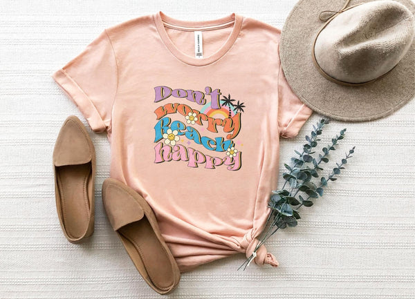 T-Shirt-Don't Worry, Beach Happy T-Shirt-S-Heather Peach-Jack N Roy