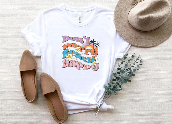 T-Shirt-Don't Worry, Beach Happy T-Shirt-S-White-Jack N Roy