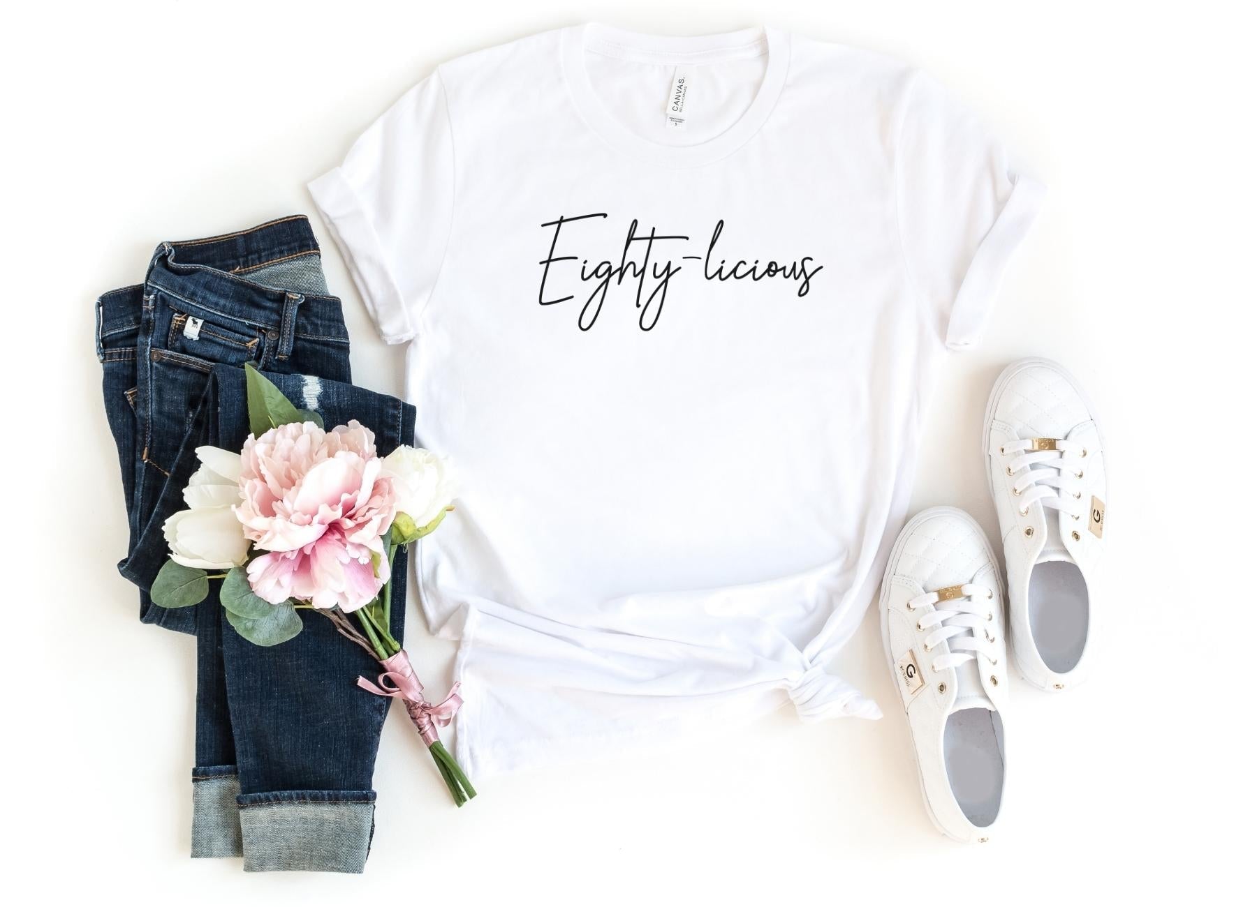Eighty-licious T-Shirt | 80th Birthday Shirt | Gift for 80th