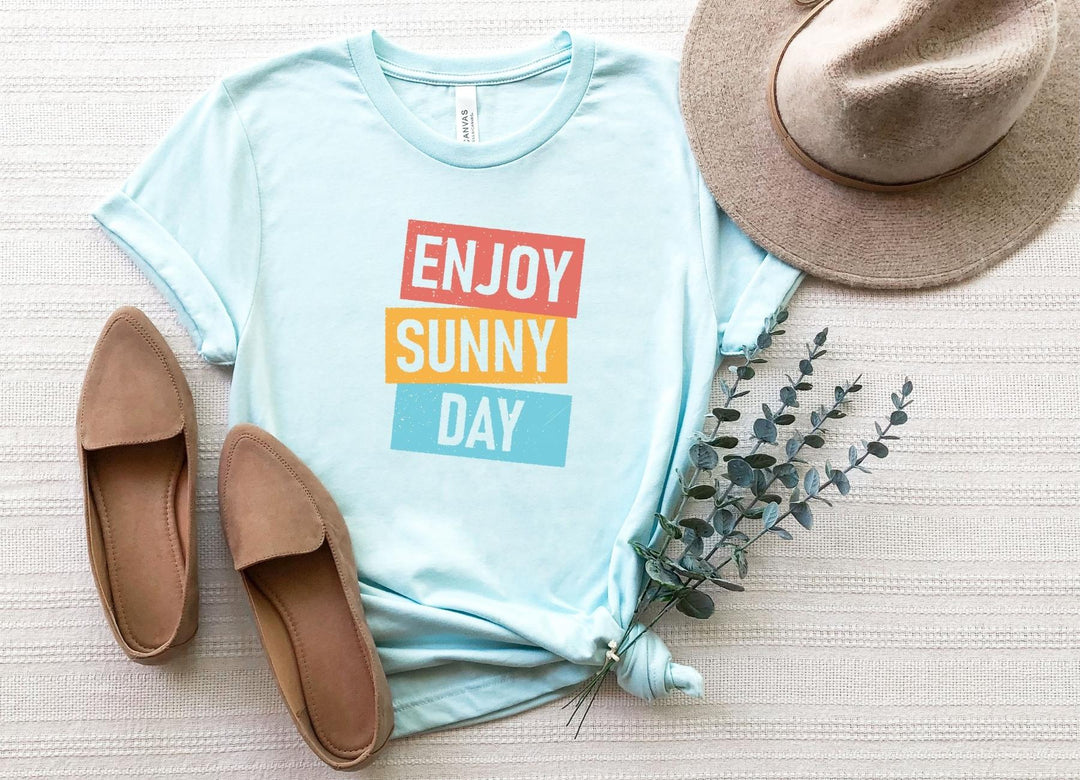 Shirts & Tops-Enjoy Sunny Day T-Shirt-S-Heather Ice Blue-Jack N Roy