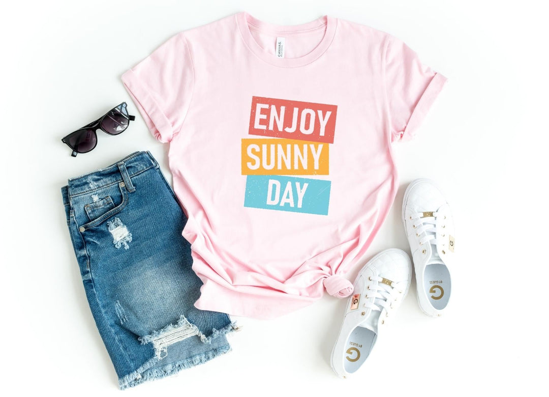 Shirts & Tops-Enjoy Sunny Day T-Shirt-S-Pink-Jack N Roy