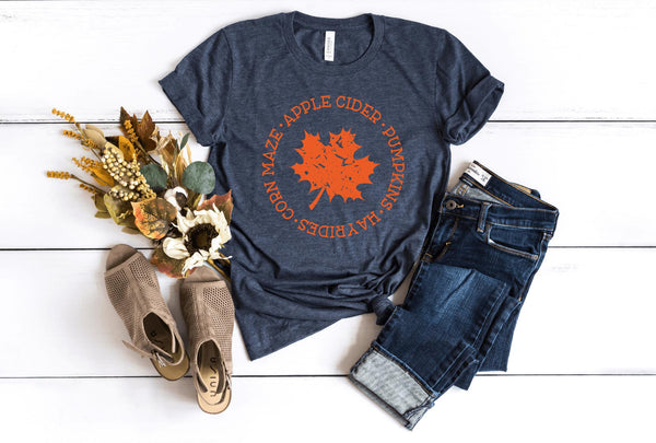 T-Shirt-Fall Leaf T-Shirt-S-Heather Navy-Jack N Roy