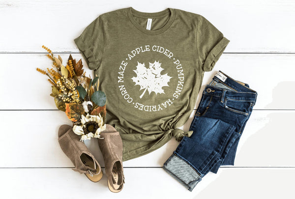 T-Shirt-Fall Leaf T-Shirt-S-Heather Olive-Jack N Roy
