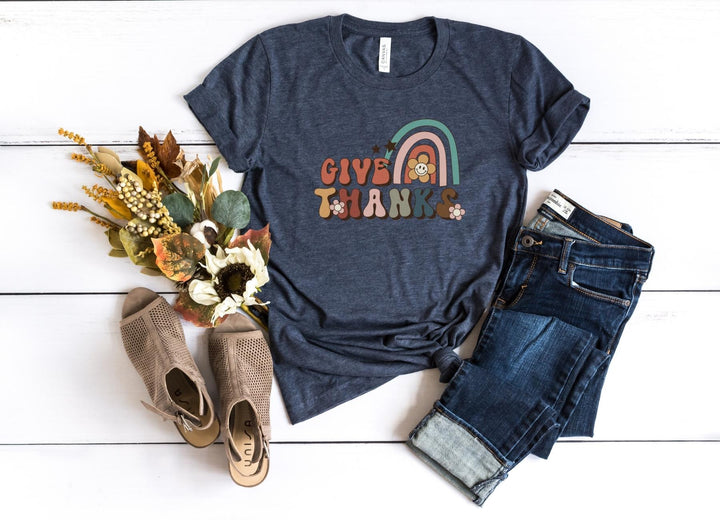 Shirts & Tops-Give Thanks T-Shirt-S-Heather Navy-Jack N Roy