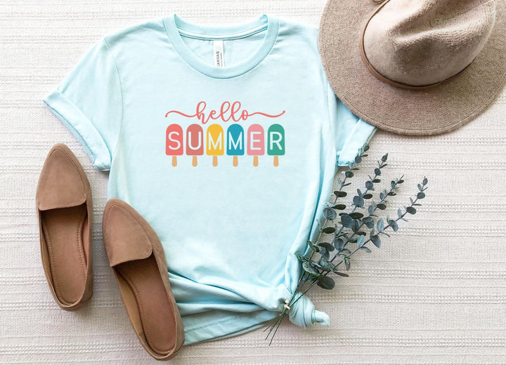 Shirts & Tops-Hello Summer T-Shirt-S-Heather Ice Blue-Jack N Roy