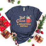 T-Shirt-Hot Cocoa & Christmas Movies T-Shirt-S-Heather Navy-Jack N Roy